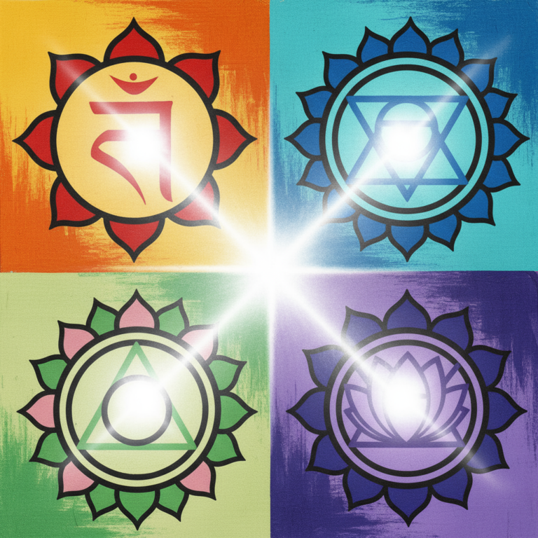 Chakren Illustration – bunte Darstellung der 7 Chakras im Yoga