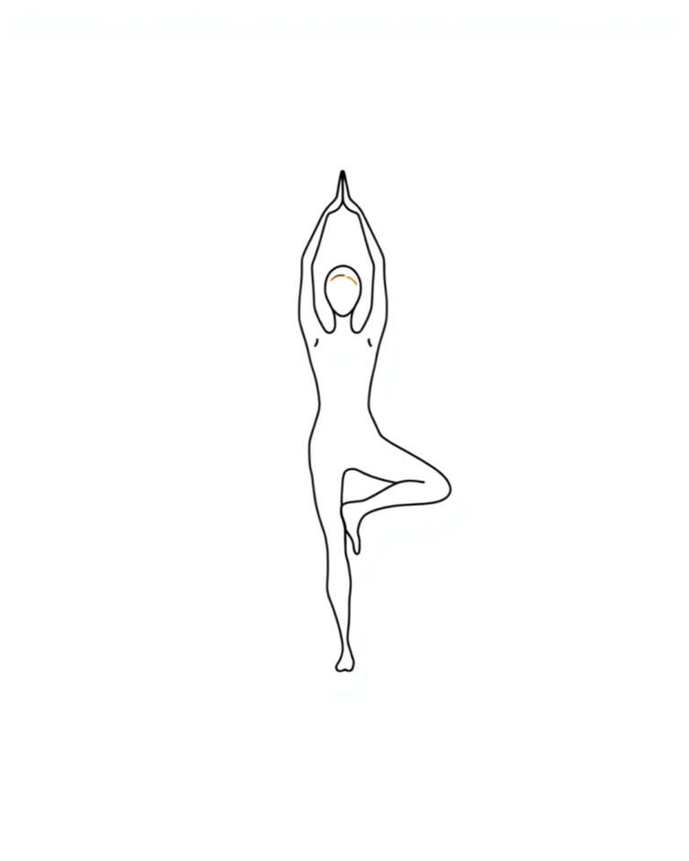 Minimalistische Line-Art Illustration der Baumhaltung
