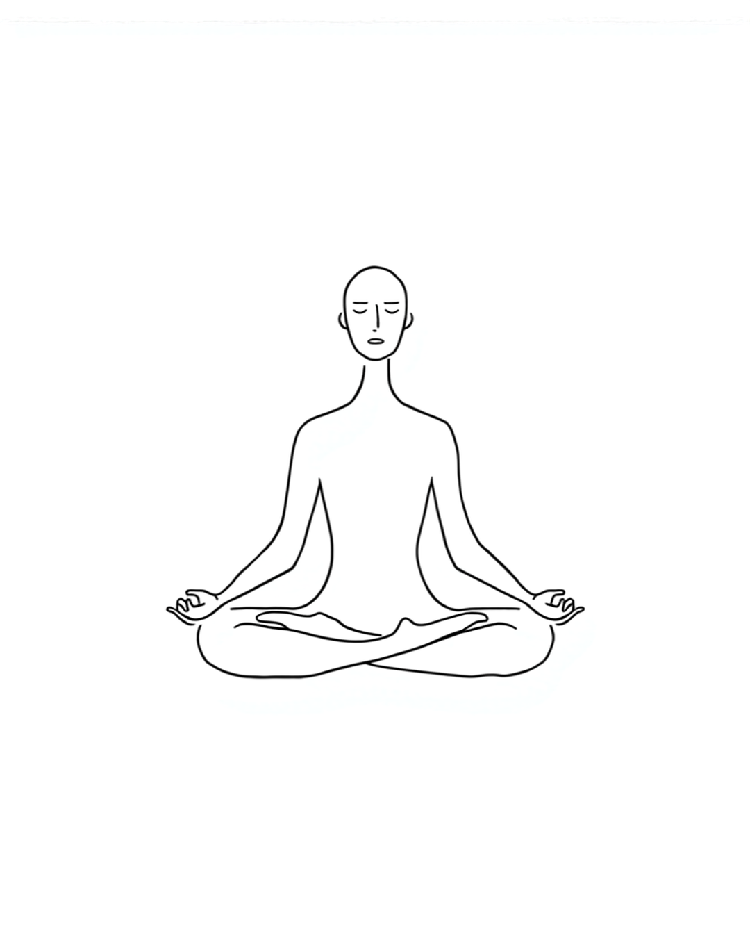Minimalistische Line-Art Illustration einer meditierenden Figur