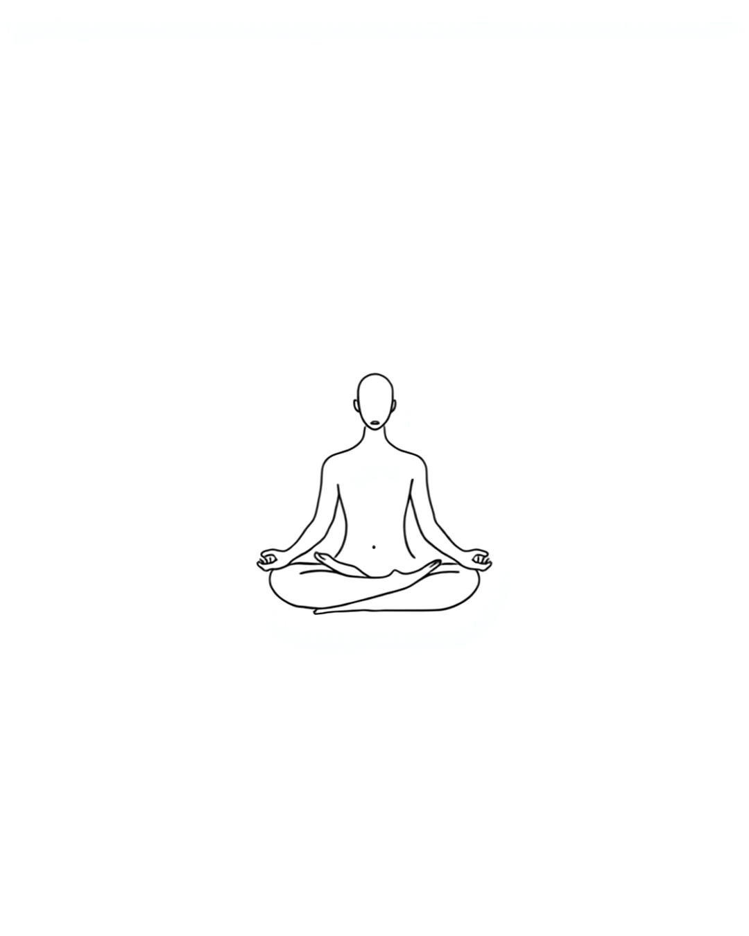 Minimalistische Line-Art Illustration einer meditierenden Figur im Schneidersitz