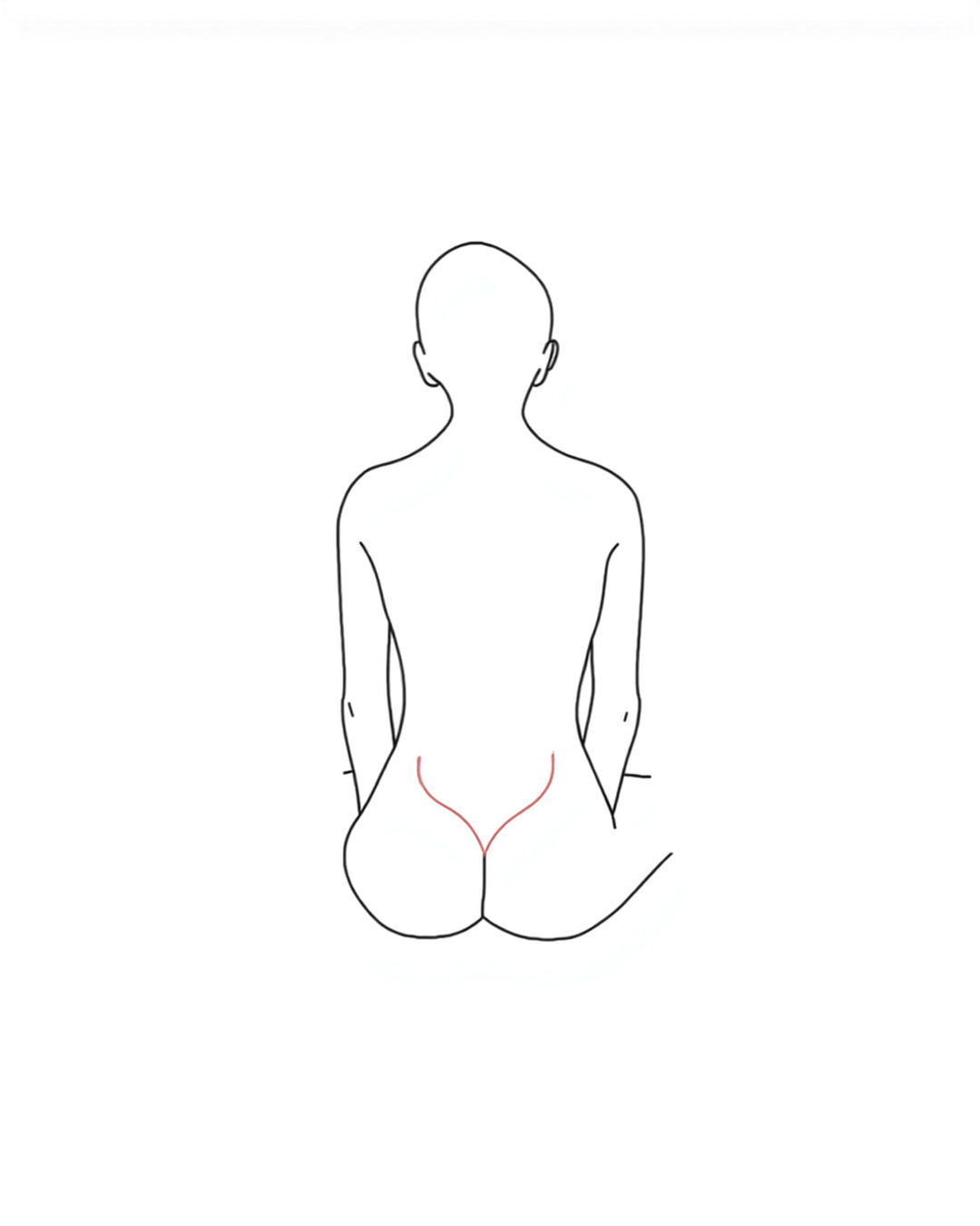 Minimalistische Line-Art Illustration einer sitzenden Figur mit Fokus auf den Psoas-Muskel