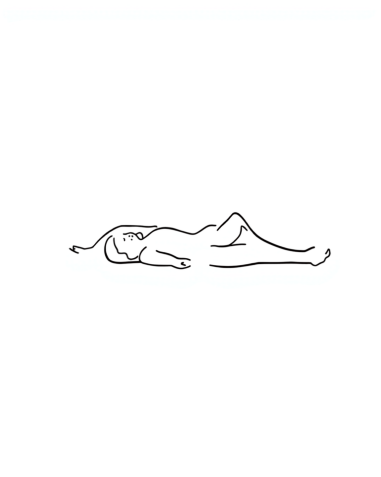 Minimalistische Line-Art Illustration der Shavasana (Totenstellung)