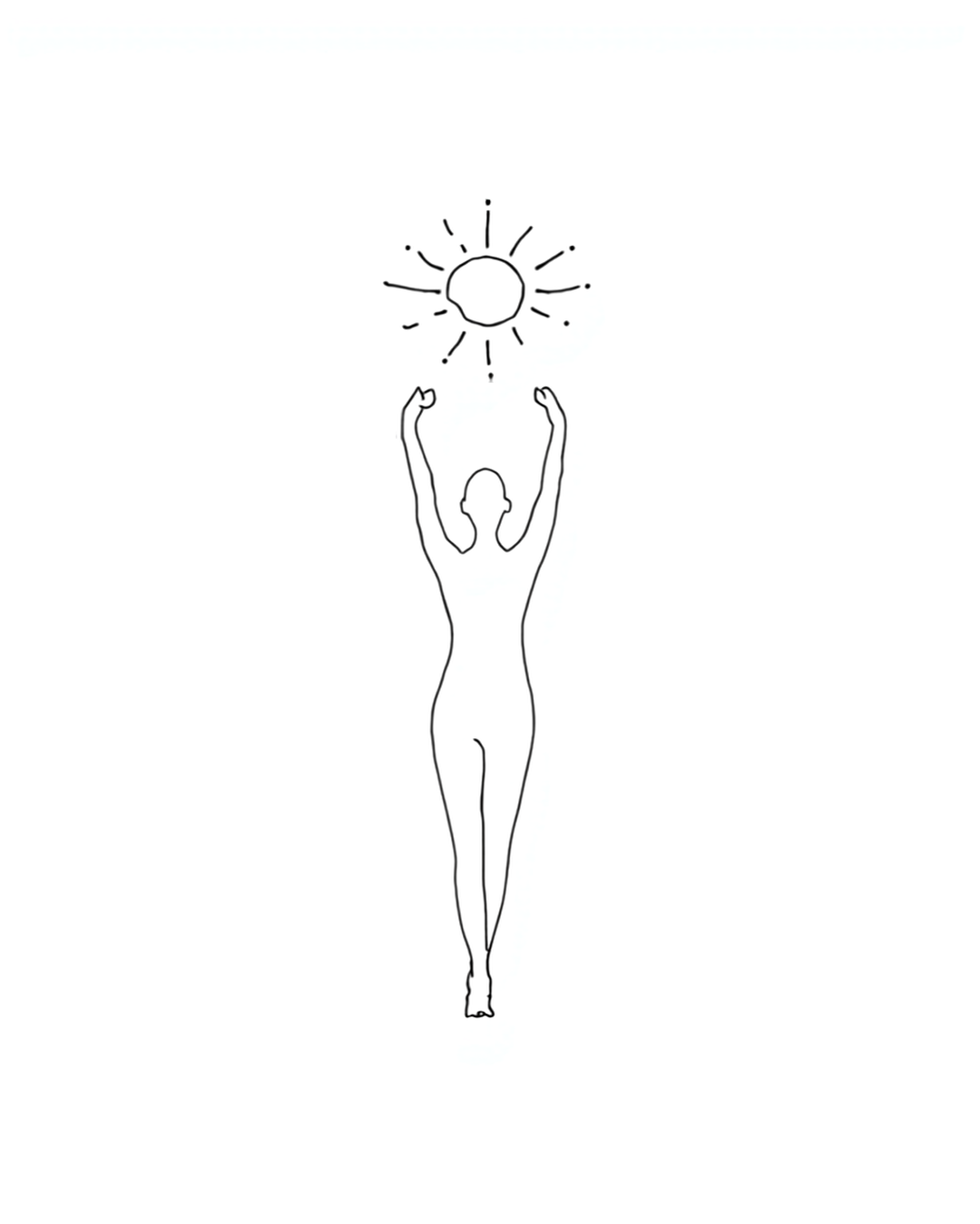 Minimalistische Line-Art Illustration eines Sonnengrußes