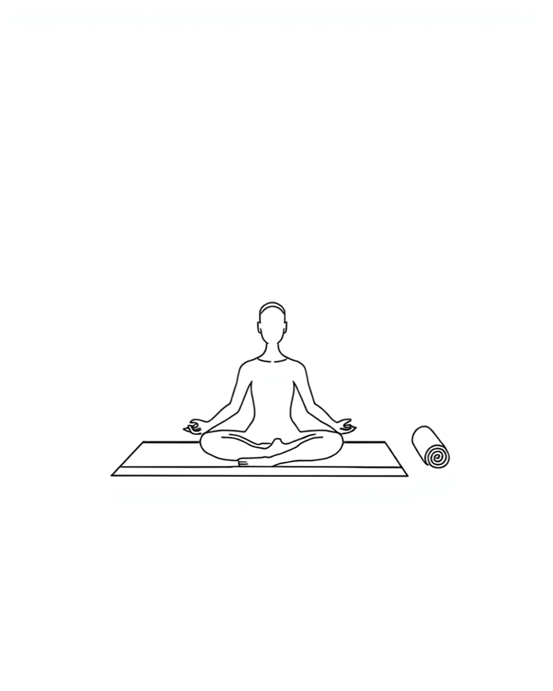 Minimalistische Line-Art Illustration: Yogamatte neben einer Couch-Silhouette
